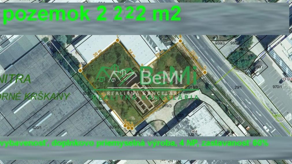 Pozemok Nitra - Horné Krškany, 4NP, zastavanosť 60% ID 435-14-MIGa