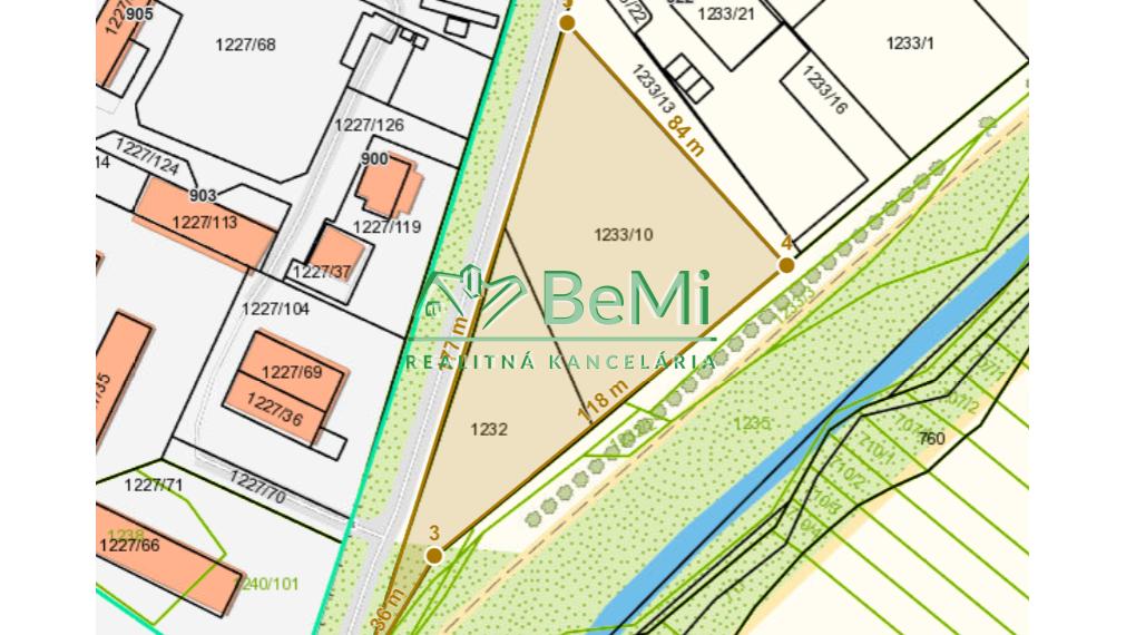 Stavebný pozemok - 3691 m2/530 m2, ľahký priemysel, Čierny Brod ID 011-14-EVBA