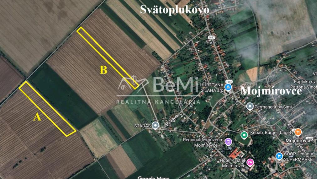 Orná pôda v k.ú. Svätoplukovo - až 9,8 ha blízko Mojmíroviec