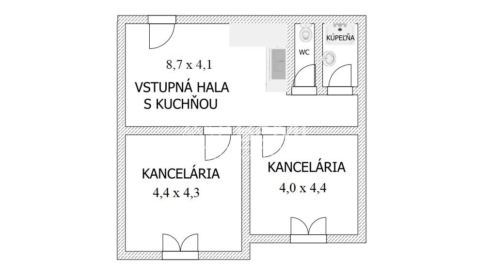 NA PRENÁJOM – kancelárske priestory 70 m2, Nitra – Mlynárce