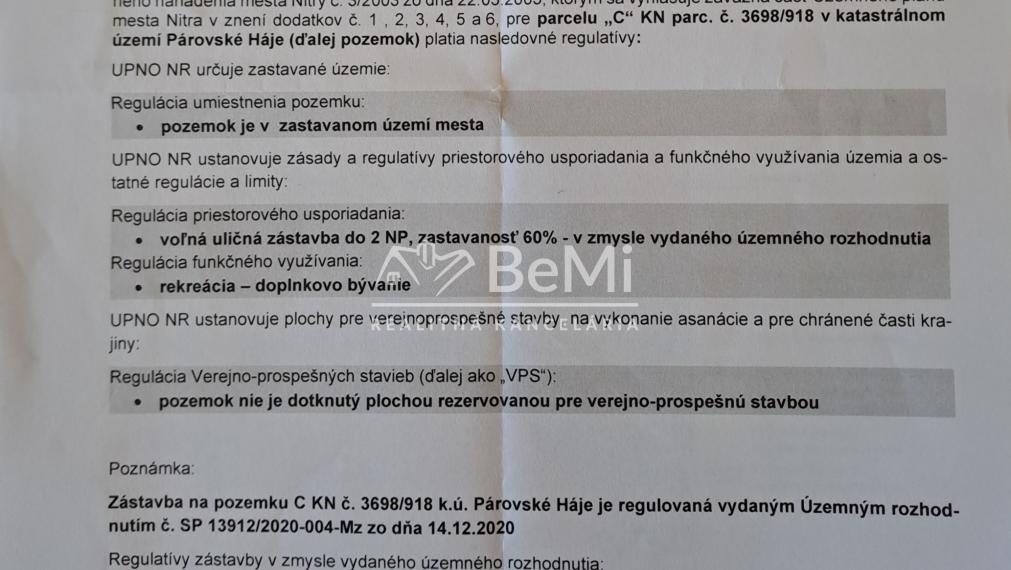 Predaj,  stavebný pozemok - Nitra Párovské Háje (012-14-MIMI)