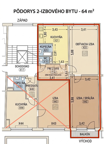 2 izbový slnečný byt, 64 m2, Brezno