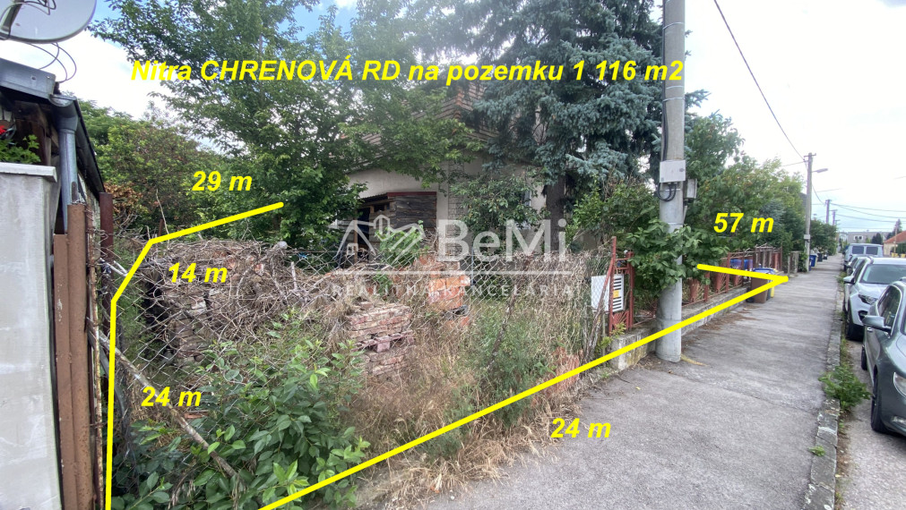 Nitra CHRENOVÁ RD pôvodný stav pozemok 1116 m2 ID 618-12-MIG