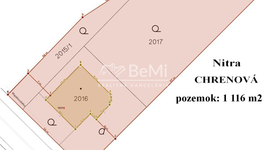 Nitra CHRENOVÁ RD pôvodný stav pozemok 1116 m2 ID 618-12-MIG