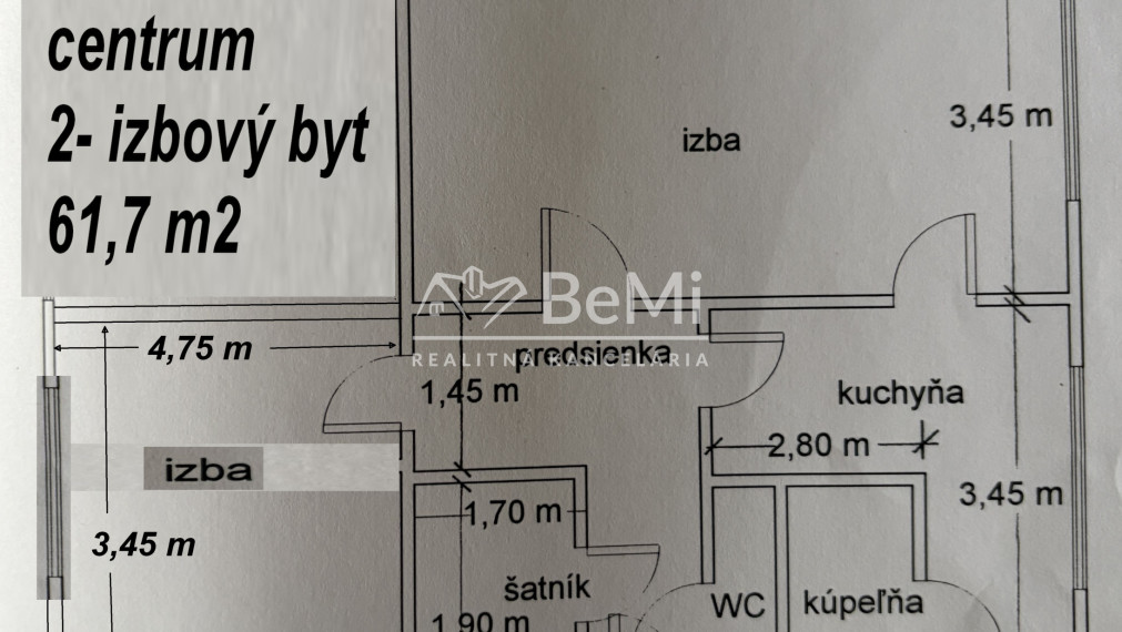 Nitra CENTRUM 2 - izbový byt 61,7 m2 ID 625-112-MIG