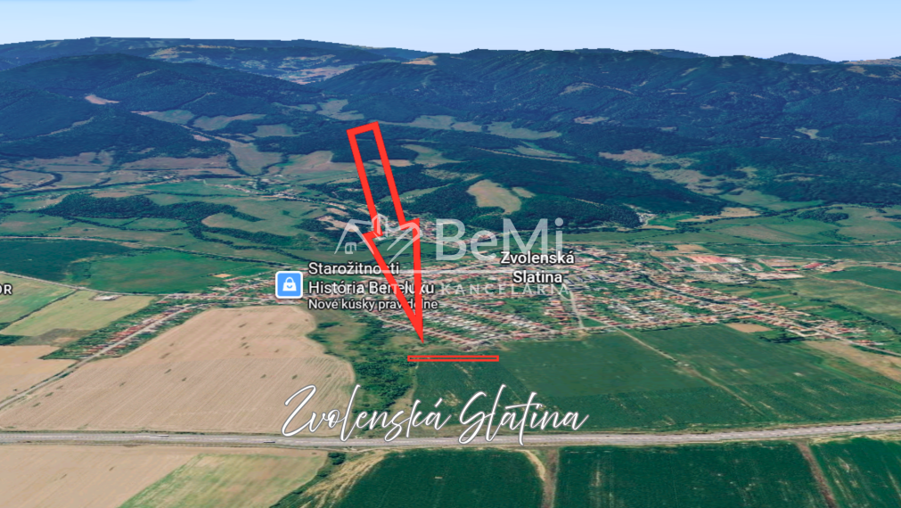 Invevstičný, rovinatý pozemok 5002 m2, Zvolenská Slatina 3D