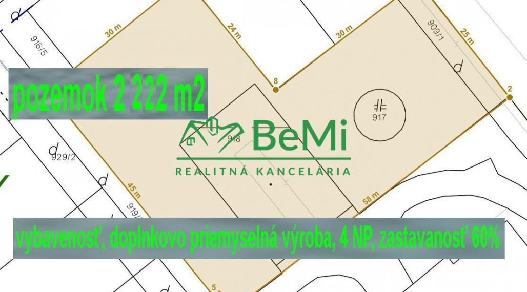 Pozemok Nitra - Horné Krškany, 4NP, zastavanosť 60% ID 435-14-MIGa