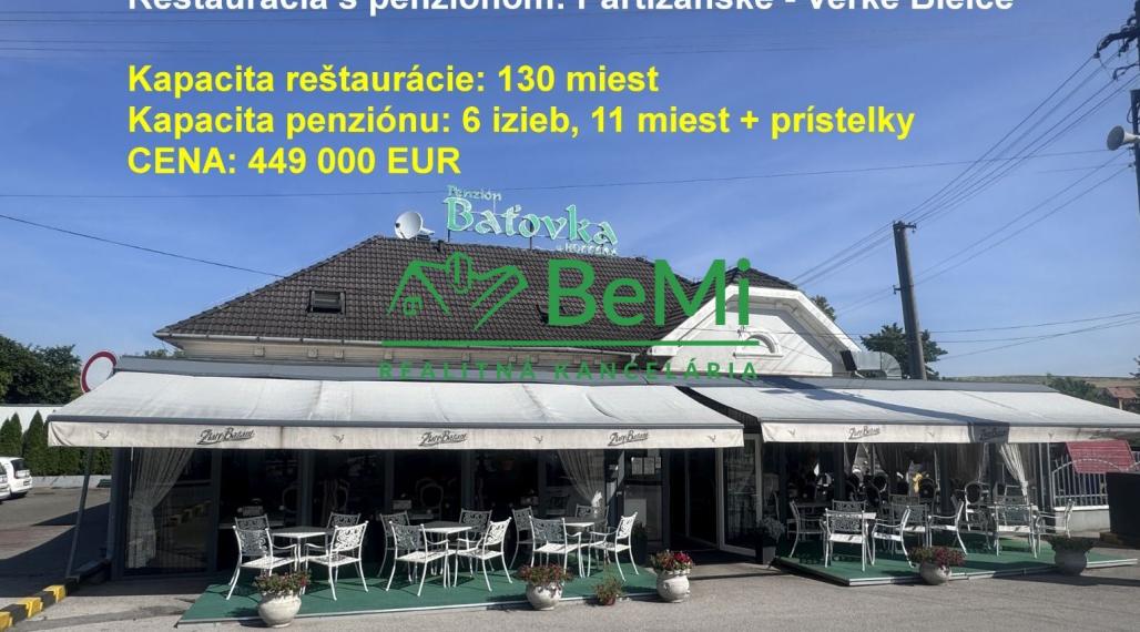 Reštaurácia s penziónom – Partizánske, na hlavnom ťahu Nitra - Prievidza                              (024-18-DABA)