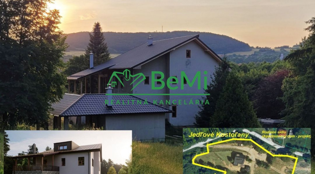 Rodinné sídlo (Apartmánový dom - projekt) Jedľové Kostoľany pozemok 7 919 m2 ID 496-12-MIG
