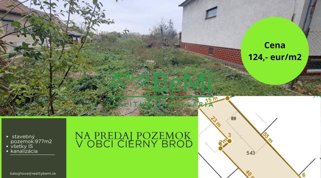 Stavebný pozemok - 977m2,Čierny Brod.