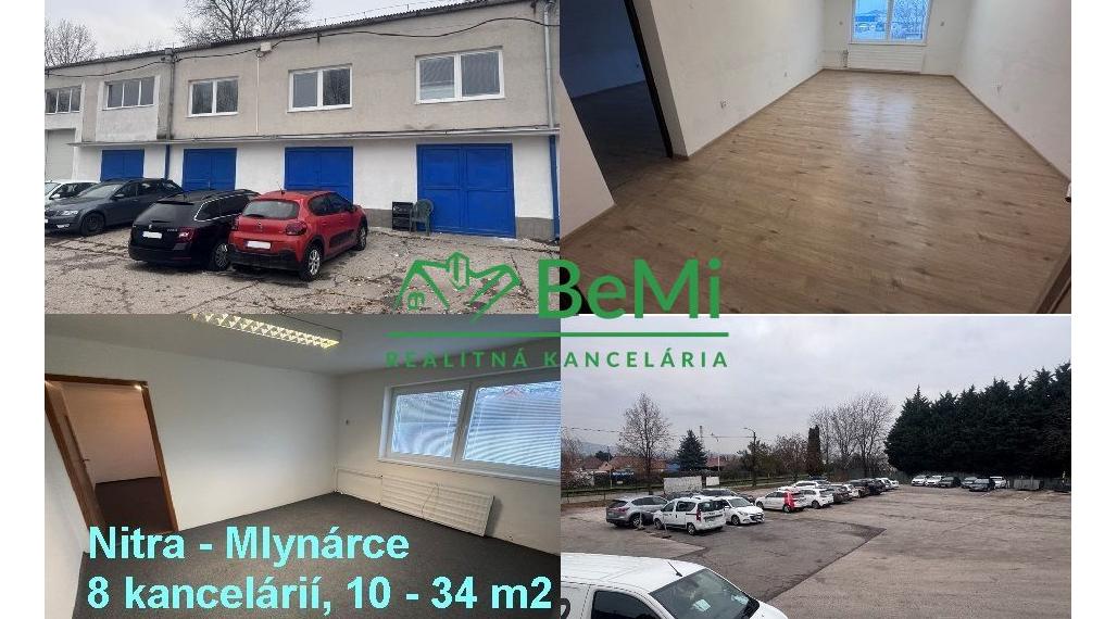 NA PRENÁJOM – kancelárske priestory od 10 do 34 m2, Nitra – Mlynárce