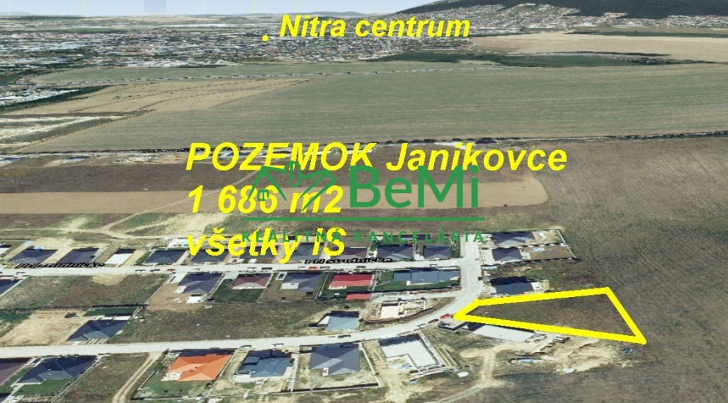 Pozemok 1 686 m2 Nitra Janíkovce všetky IS  ID 545-14-MIG