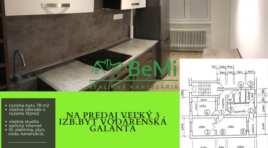 3 izb. byt Vodárenska Galanta / rozlohe 78 m2 030-113 - EVBA