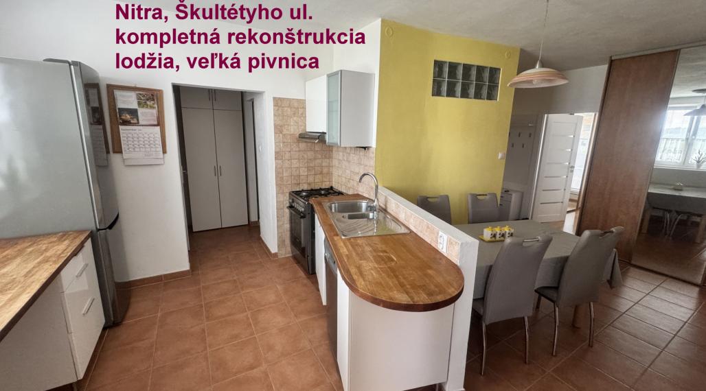 REZERVOVANÉ: Priestranný 3 izbový byt s lodžiou a veľkou pivnicou, Nitra – Škultétyho ul.