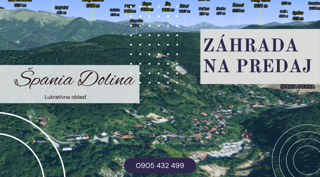 Záhrada s chatkou, 2202 m2, Špania Dolina