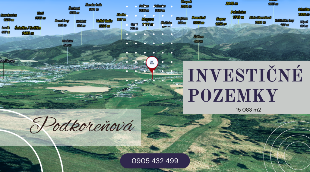 Pozemky Brezno-Podkoreňová s perspektívou a krásnym výhľadom