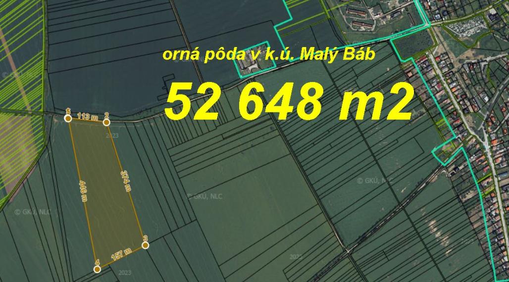 Orná pôda k.ú. Malý Báb 52 648 m2 ID 601-14-MIG