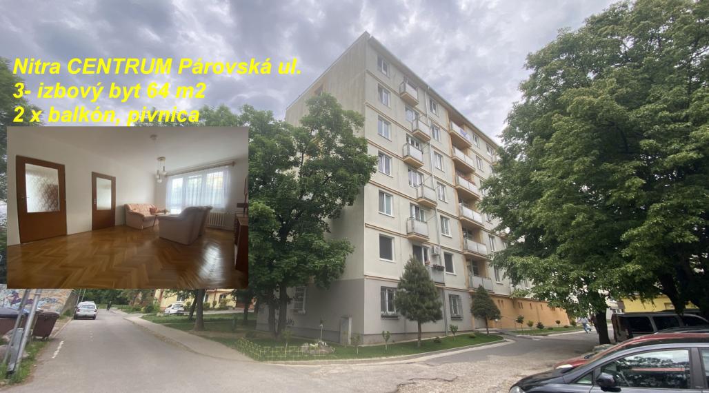 Nitra CENTRUM 3 i byt, 2 x  balkón, pivnica ID 614-113-MIG