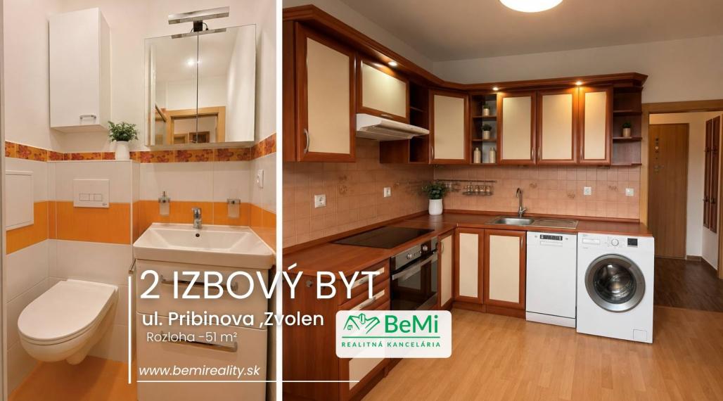 Exkluzívne na predaj 2 izbový byt Zvolen, ul. Pribinova
