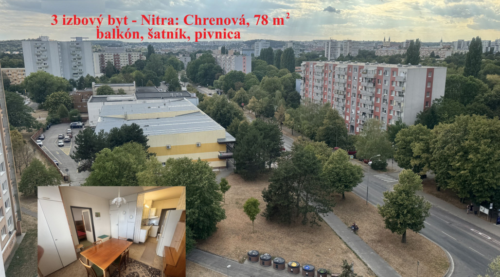 Nitra CHRENOVÁ - 3 izbový byt, 78 m2