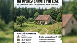 HĽADÁME KAMENNÝ DOMČEK NA ÚPLNEJ SAMOTE V LESE - fotografia 1