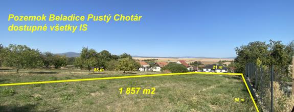 Pozemok Beladice Pustý Chotár 1857m2 všetky IS ID 635-14-MIG
