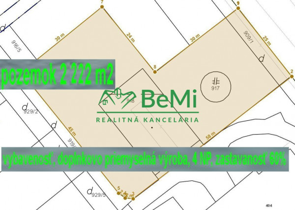 Pozemok Nitra - Horné Krškany, 4NP, zastavanosť 60% ID 435-14-MIGa