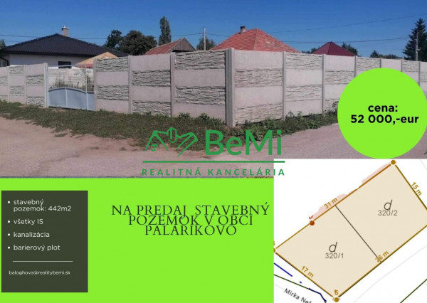 Stavebný pozemok - 442 m2, Palárikovo ID 017-14-EVBA