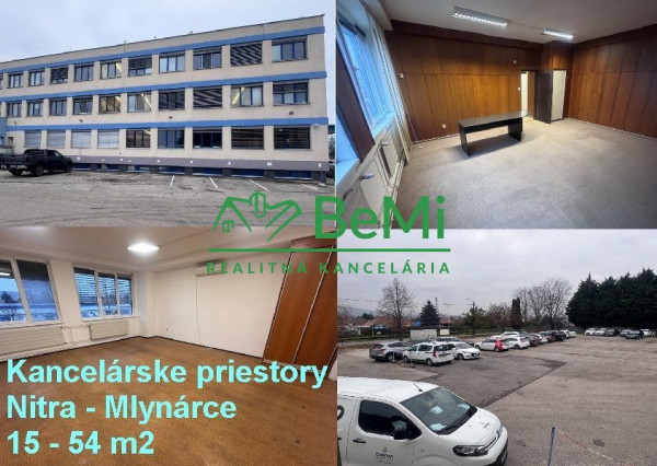NA PRENÁJOM – kancelárske priestory od 15 do 54 m2, Nitra – Mlynárce