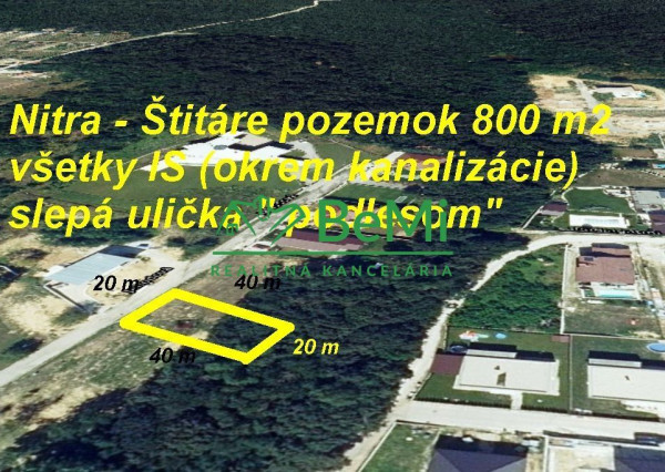 Pozemok Štitáre (800 m2) ,v slepej uličke pod lesom,všetky IS. ID 539-14-MIG
