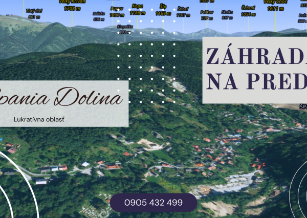 Záhrada s chatkou, 2202 m2, Špania Dolina