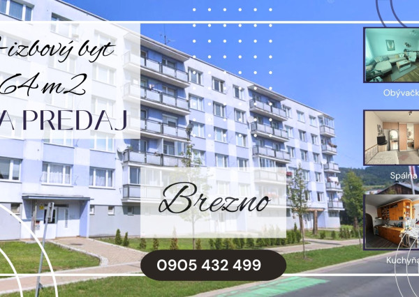 2 izbový slnečný byt, 64 m2, Brezno
