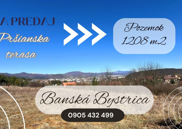 Stavebný pozemok 1208 m2, výhľad na mesto, Banská Bystrica