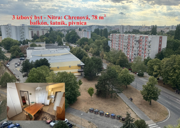 Nitra CHRENOVÁ - 3 izbový byt, 78 m2
