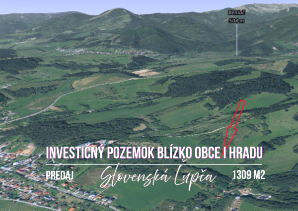 Pozemok 1309 m2, Slovenská Ľupča