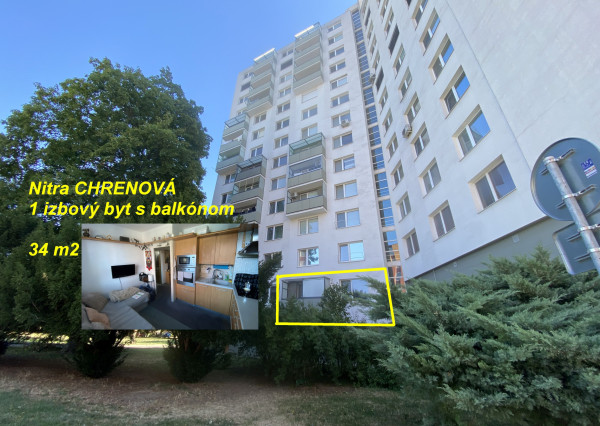 Nitra Chrenová 1 izbový byt s balkónom 34 m2 ID 633-111-MIG