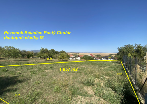 Pozemok Beladice Pustý Chotár 1857m2 všetky IS ID 635-14-MIG