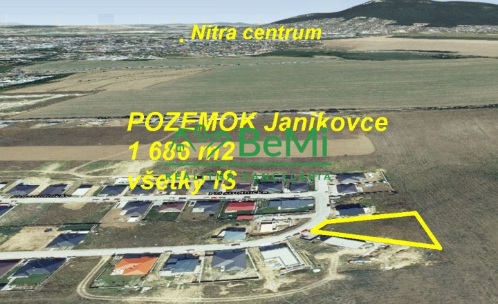 Pozemok 1 686 m2 Nitra Janíkovce všetky IS  ID 545-14-MIG