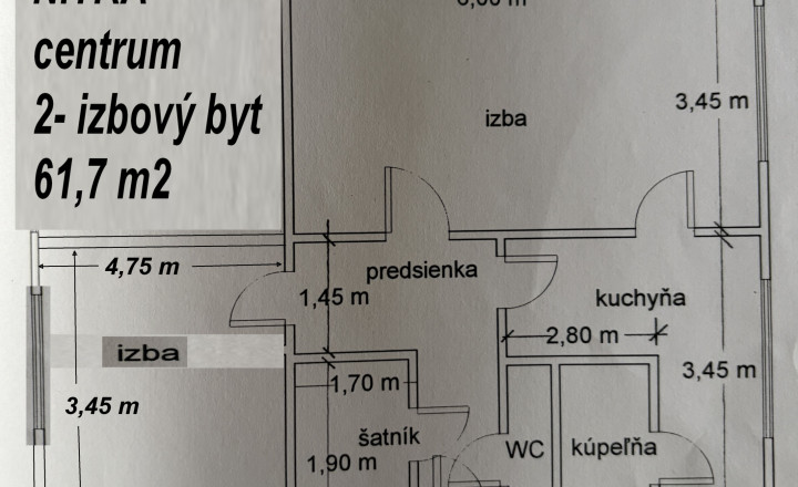 Nitra CENTRUM 2 - izbový byt 61,7 m2 ID 625-112-MIG - fotografia 3