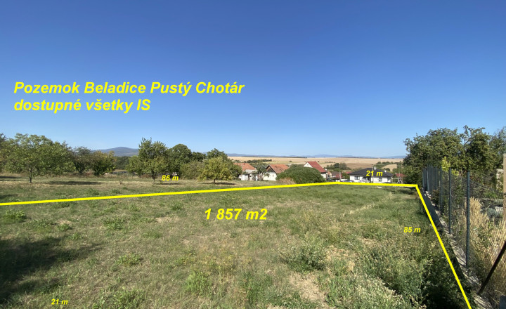Pozemok Beladice Pustý Chotár 1857m2 všetky IS ID 635-14-MIG