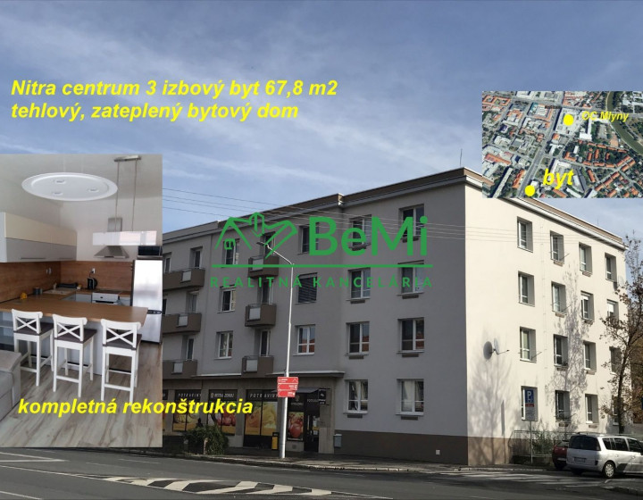 REZERVOVANÉ Centrum Nitry 3 - izbový byt v zateplenom tehlovom bytovom dome ID 527-113-MIG