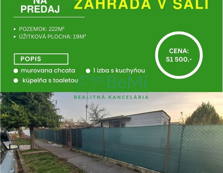 Záhrada s chatkou - 222m2 , Šaľa ID 008-13-EVBA