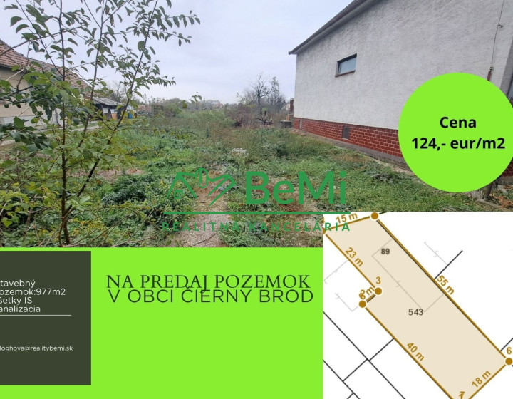 Stavebný pozemok - 977m2,Čierny Brod.