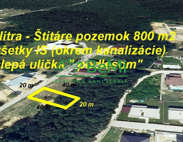 Pozemok Štitáre (800 m2) ,v slepej uličke pod lesom,všetky IS. ID 539-14-MIG