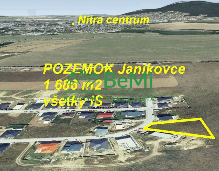Pozemok 1 686 m2 Nitra Janíkovce všetky IS  ID 545-14-MIG