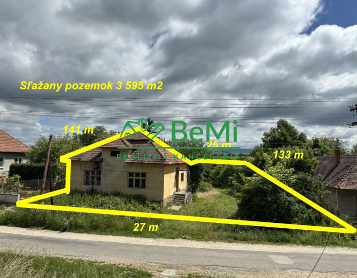 Pozemok v obci Sľažany 3 595 m2 intravilán ID 558-14-MIG