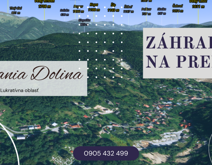 Záhrada s chatkou, 2202 m2, Špania Dolina