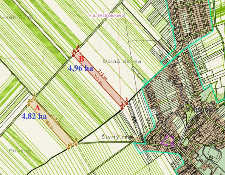 REZERVOVANÉ - Orná pôda v k.ú. Svätoplukovo - až 9,8 ha blízko Mojmíroviec