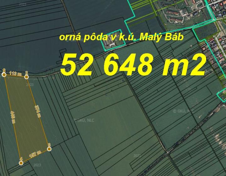 Orná pôda k.ú. Malý Báb 52 648 m2 ID 601-14-MIG