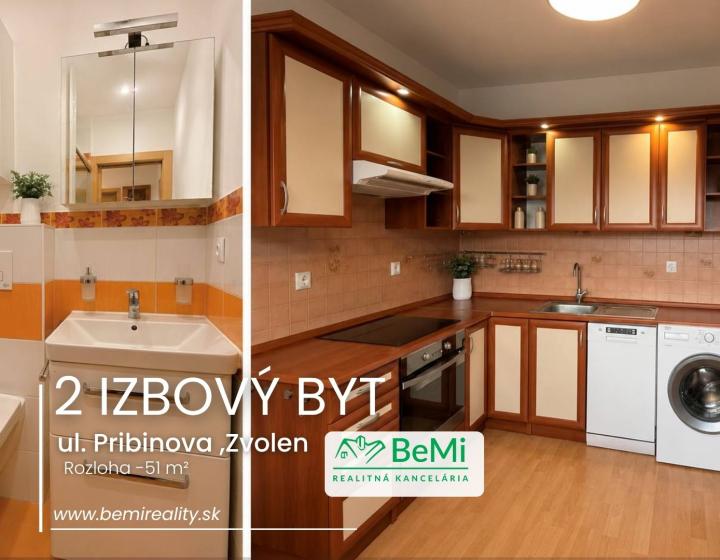 Exkluzívne na predaj 2 izbový byt Zvolen, ul. Pribinova
